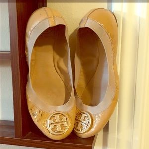 Tory Burch Caroline Leather Ballet Flats Elastic